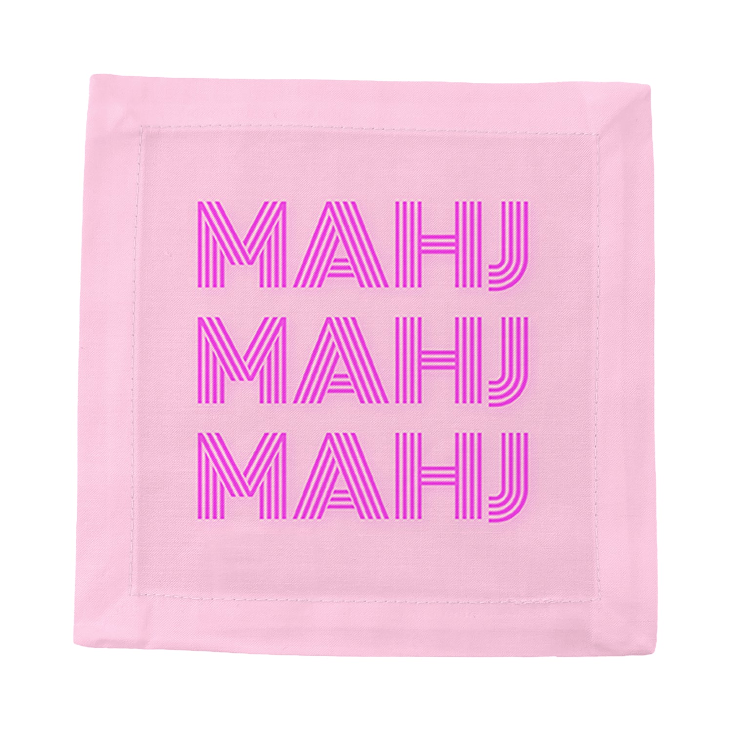 Mahj Mahj Mahj Pink Cotton Sateen Cocktail Napkins - nicolettemayer.com