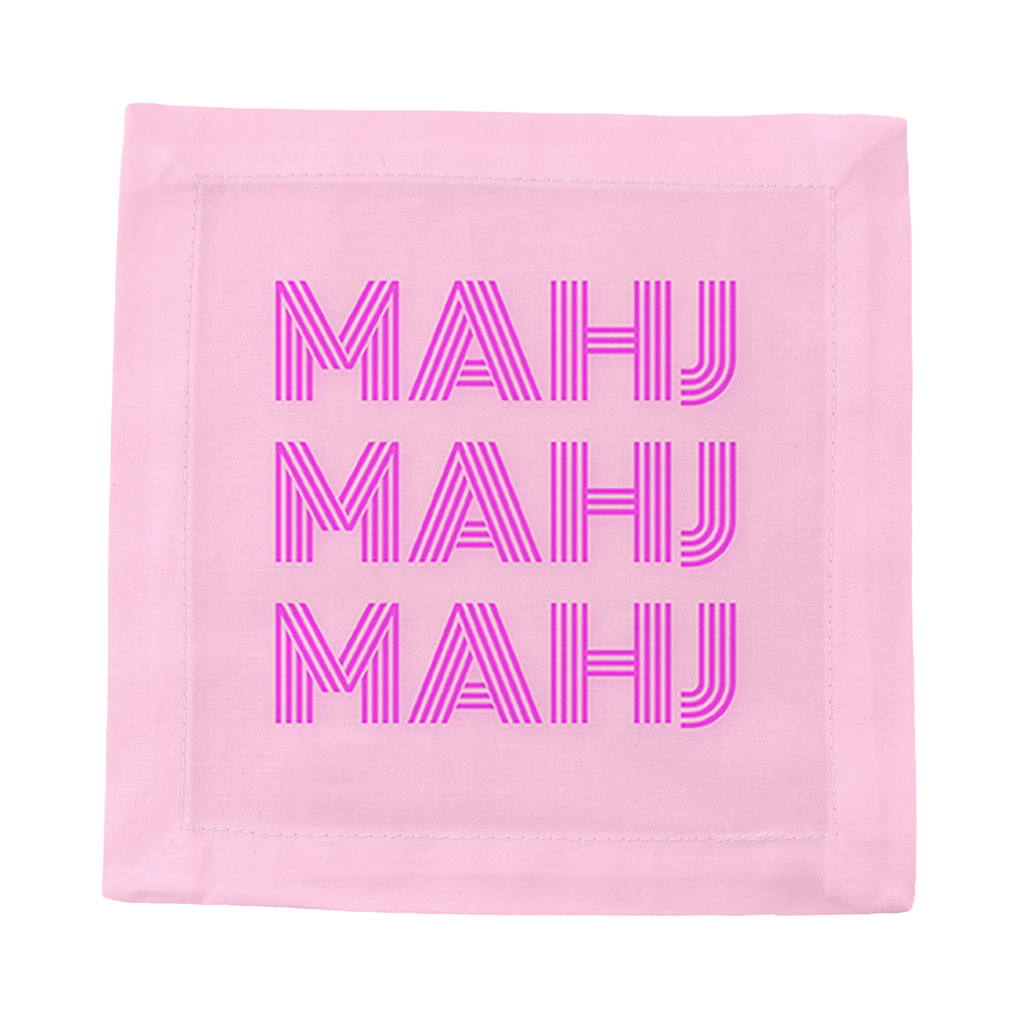 Mahj Mahj Mahj Pink Cotton Sateen Cocktail Napkins - nicolettemayer.com