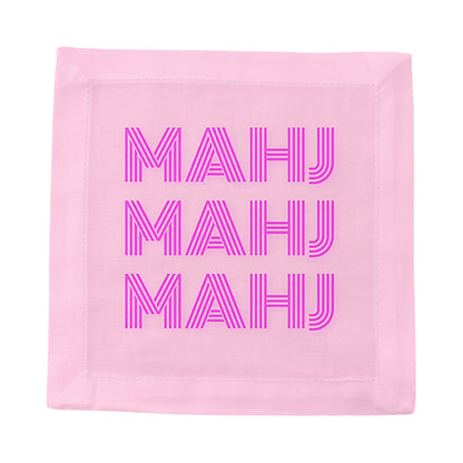 Mahj Mahj Mahj Pink Cotton Sateen Cocktail Napkins - nicolettemayer.com