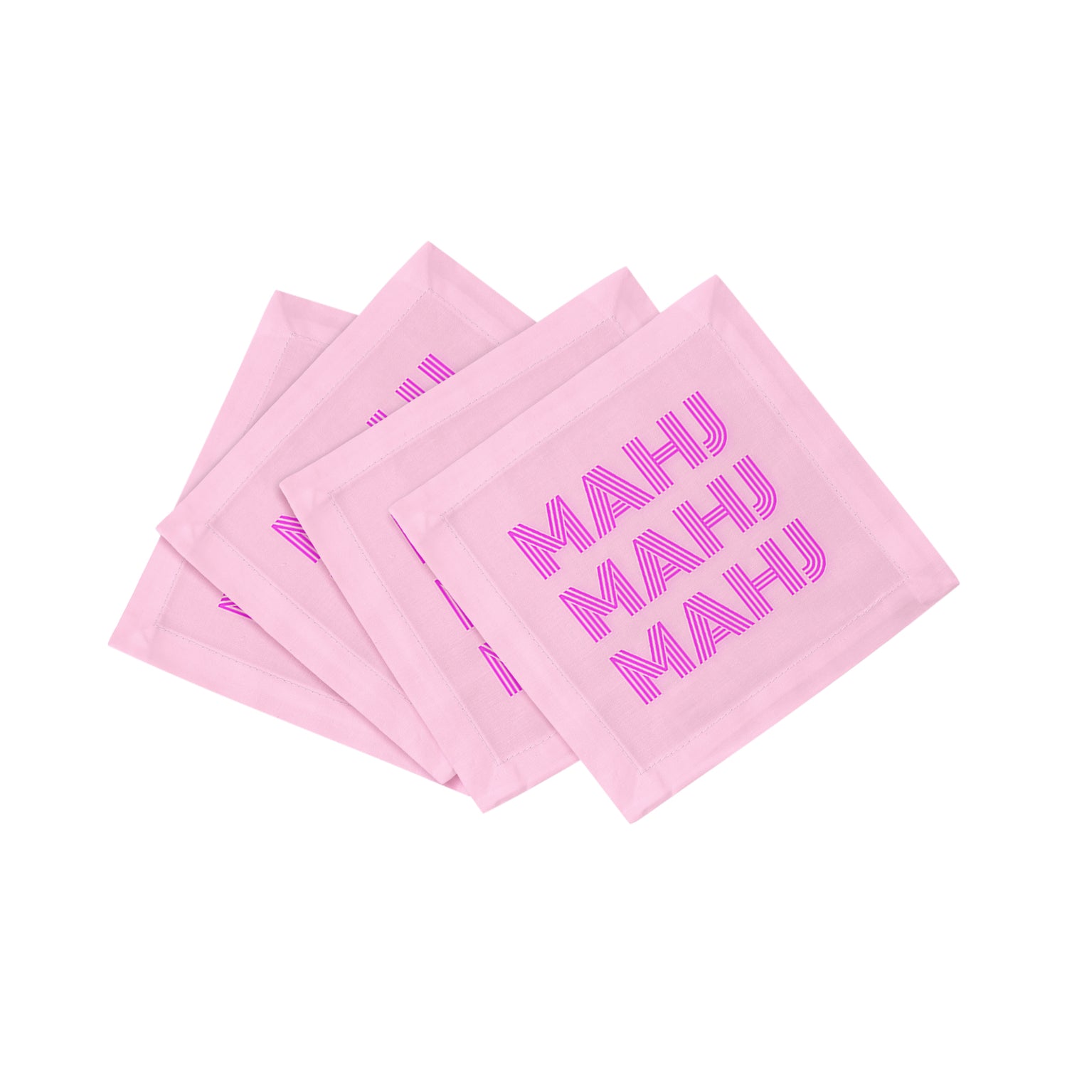 Mahj Mahj Mahj Pink Cotton Sateen Cocktail Napkins - nicolettemayer.com