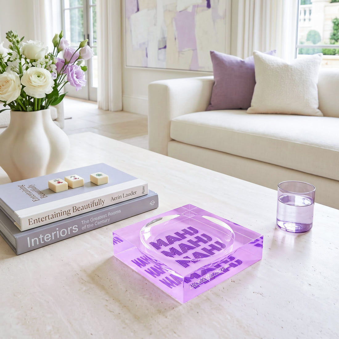 Mahj Mahj Mahj Lilac Mahjong Candy Catchall Dish, 6 x 6 in. by Nicolette Mayer 