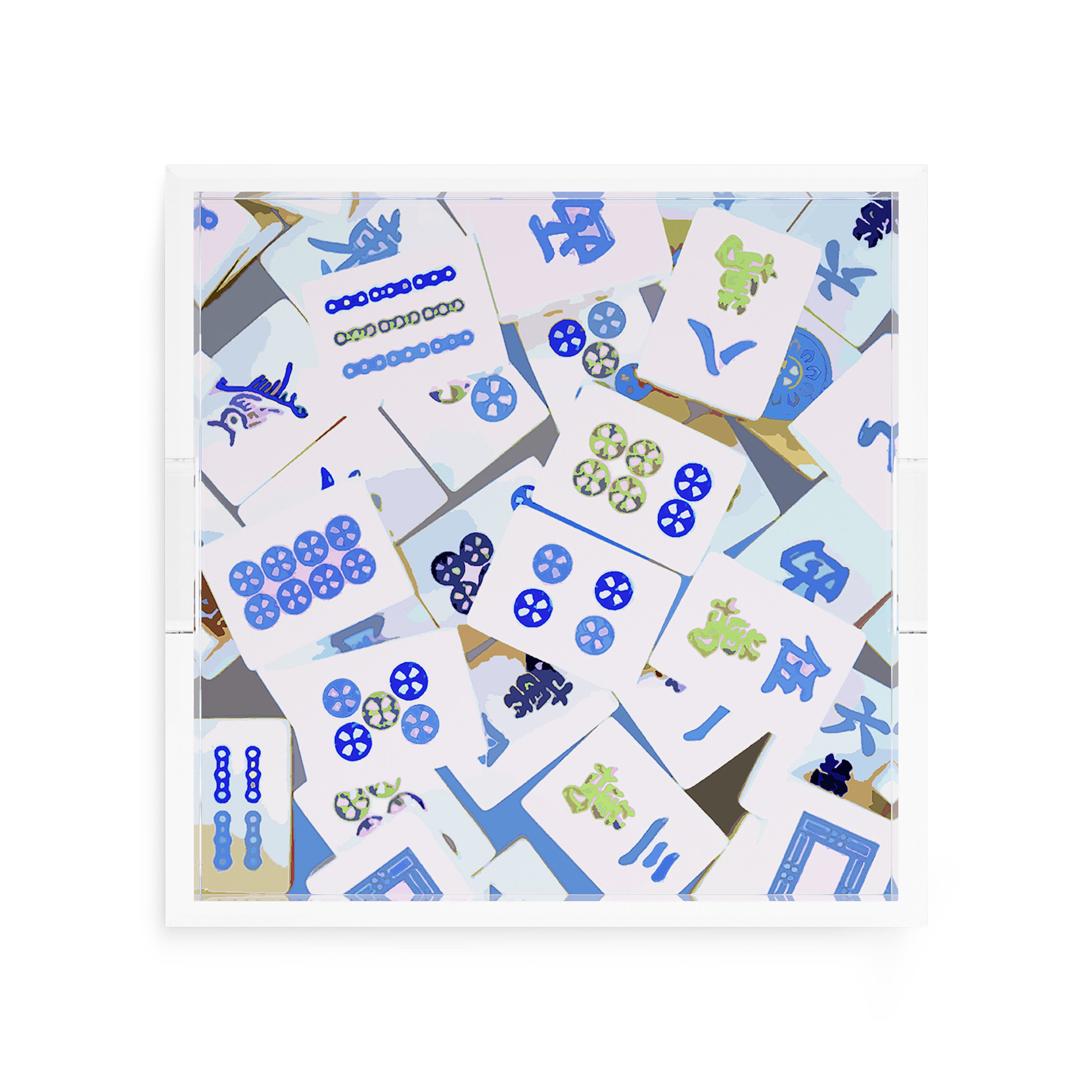 Mahjong Abstract Blues Square Decorative Tray – nicolettemayer.com