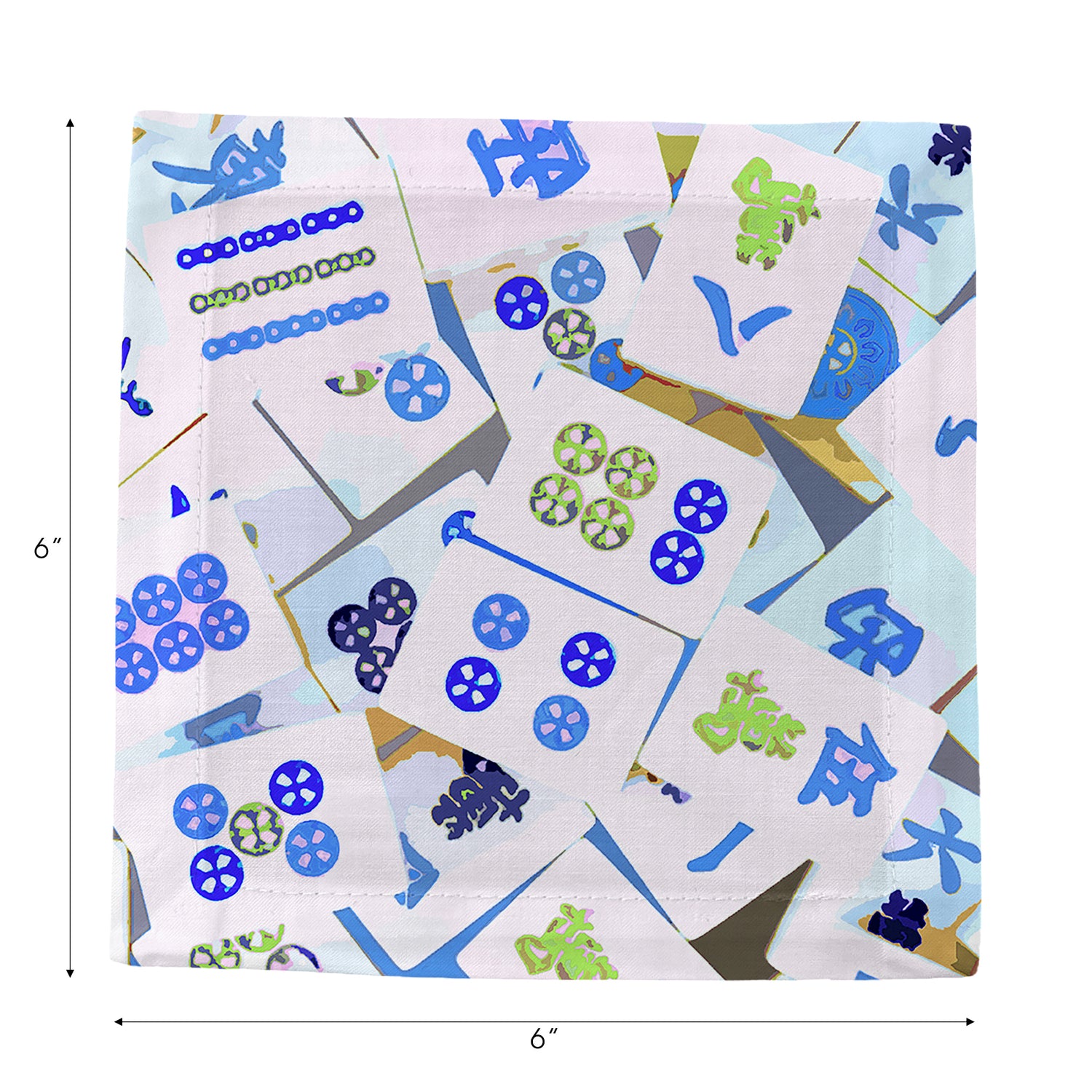 Mahjong Abstract Blues Cotton Sateen Cocktail Napkins - nicolettemayer.com