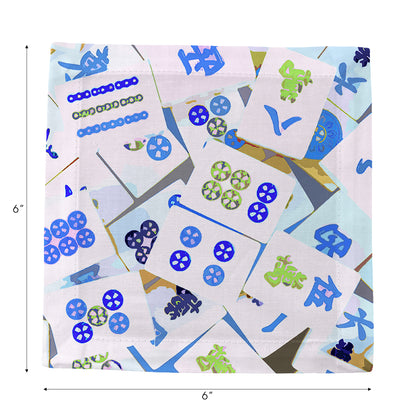 Mahjong Abstract Blues Cotton Sateen Cocktail Napkins - nicolettemayer.com