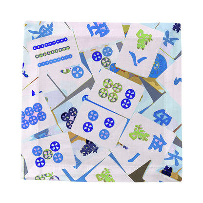 Mahjong Abstract Blues Cotton Sateen Cocktail Napkins - nicolettemayer.com