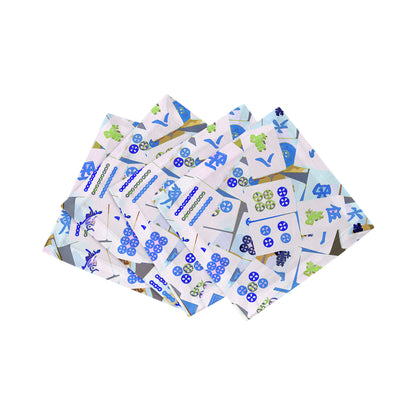 Mahjong Abstract Blues Cotton Sateen Cocktail Napkins - nicolettemayer.com
