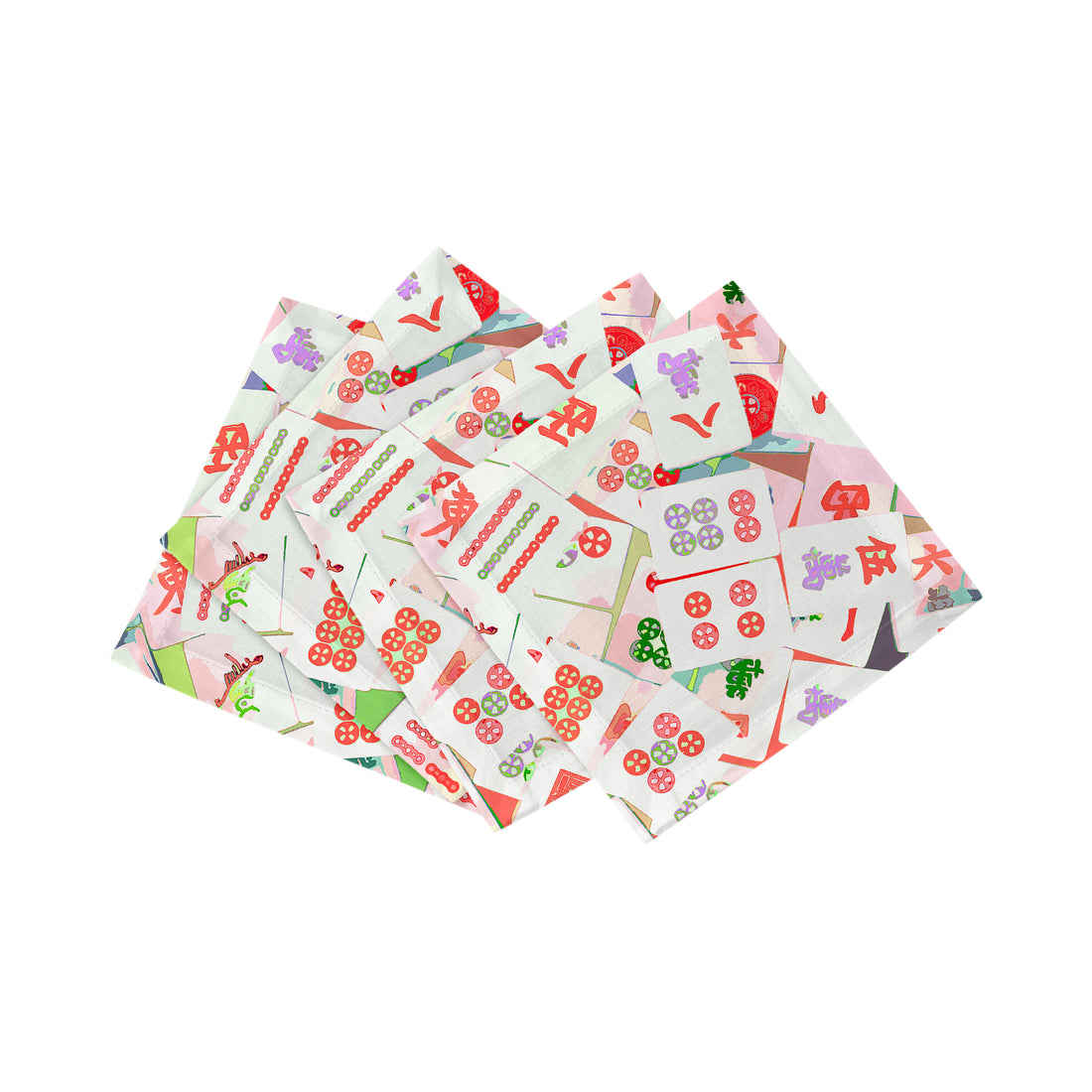 Mahjong Abstract Petal Cotton Sateen Cocktail Napkins - nicolettemayer.com
