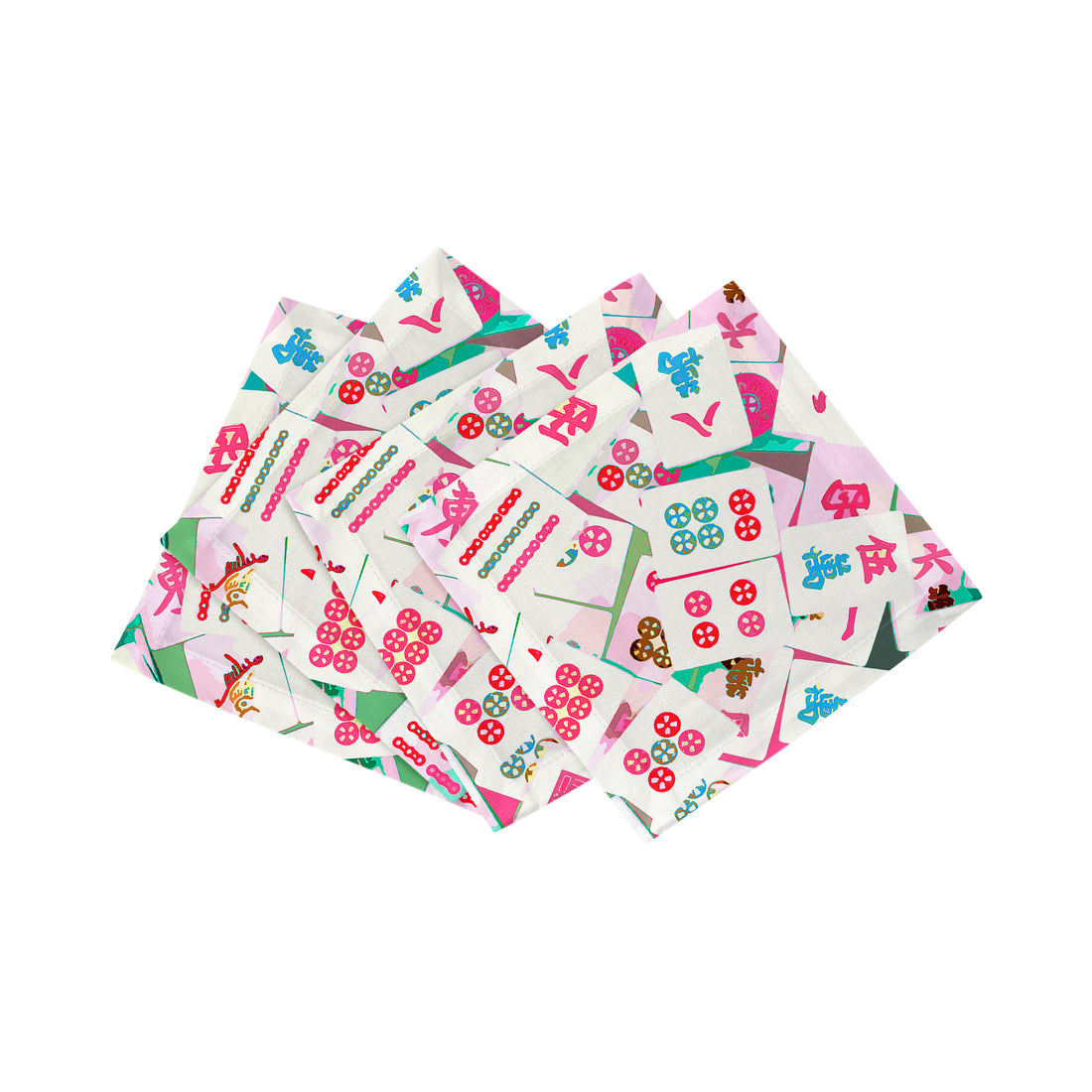 Mahjong Abstract Pinks Cotton Sateen Cocktail Napkins - nicolettemayer.com