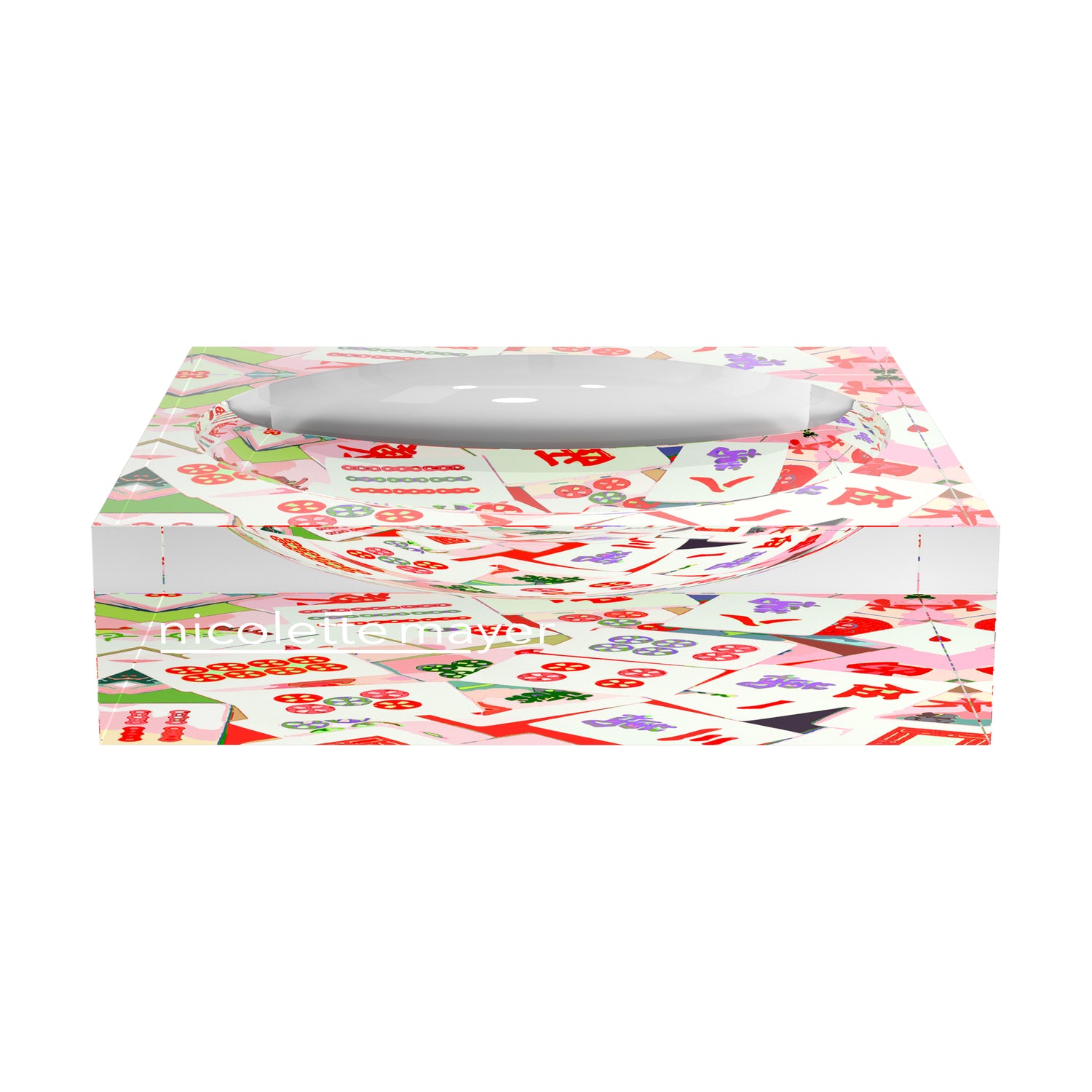 Récipient à bonbons en acrylique motif pétale abstrait Mahjong