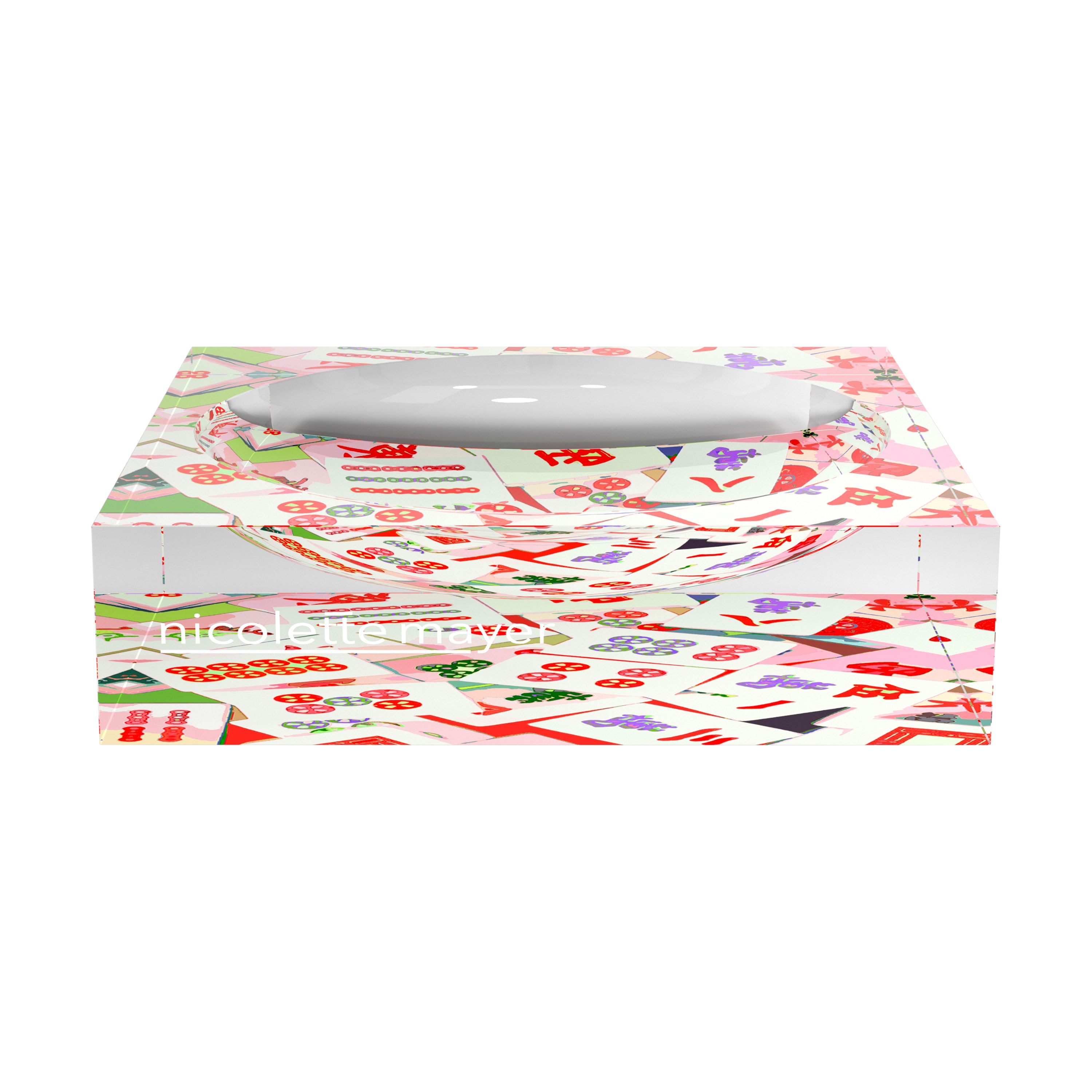 Récipient à bonbons en acrylique motif pétale abstrait Mahjong