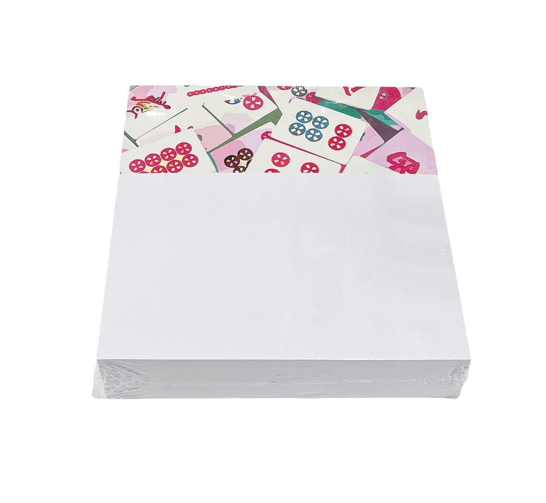 Mahjong Abstract Pinks Note Cards With Acrylic Holder