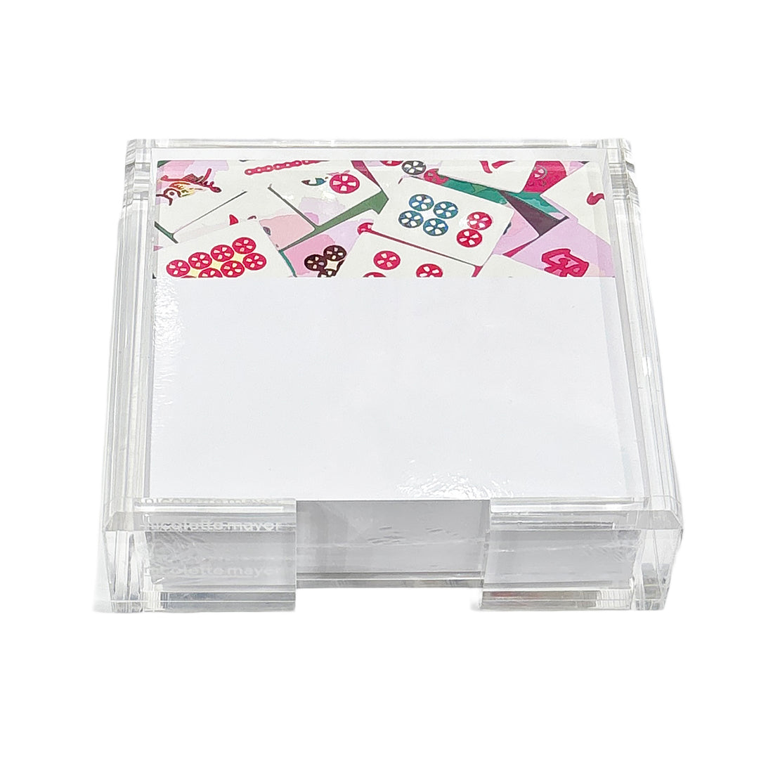 Mahjong Abstract Pinks Note Cards With Acrylic Holder