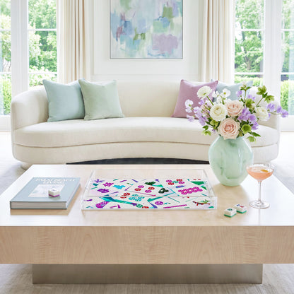 Mahjong Abstract Lively Mahjong Acrylic Decorative Tray, 12.5 x 7.75 in. by Nicolette Mayer 