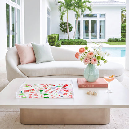 Mahjong Abstract Petal Mahjong Acrylic Decorative Tray, 12.5 x 7.75 in. by Nicolette Mayer 