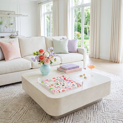 Mahjong Abstract Petal Acrylic Decorative Tray, 12 x 12 in. by Nicolette Mayer 