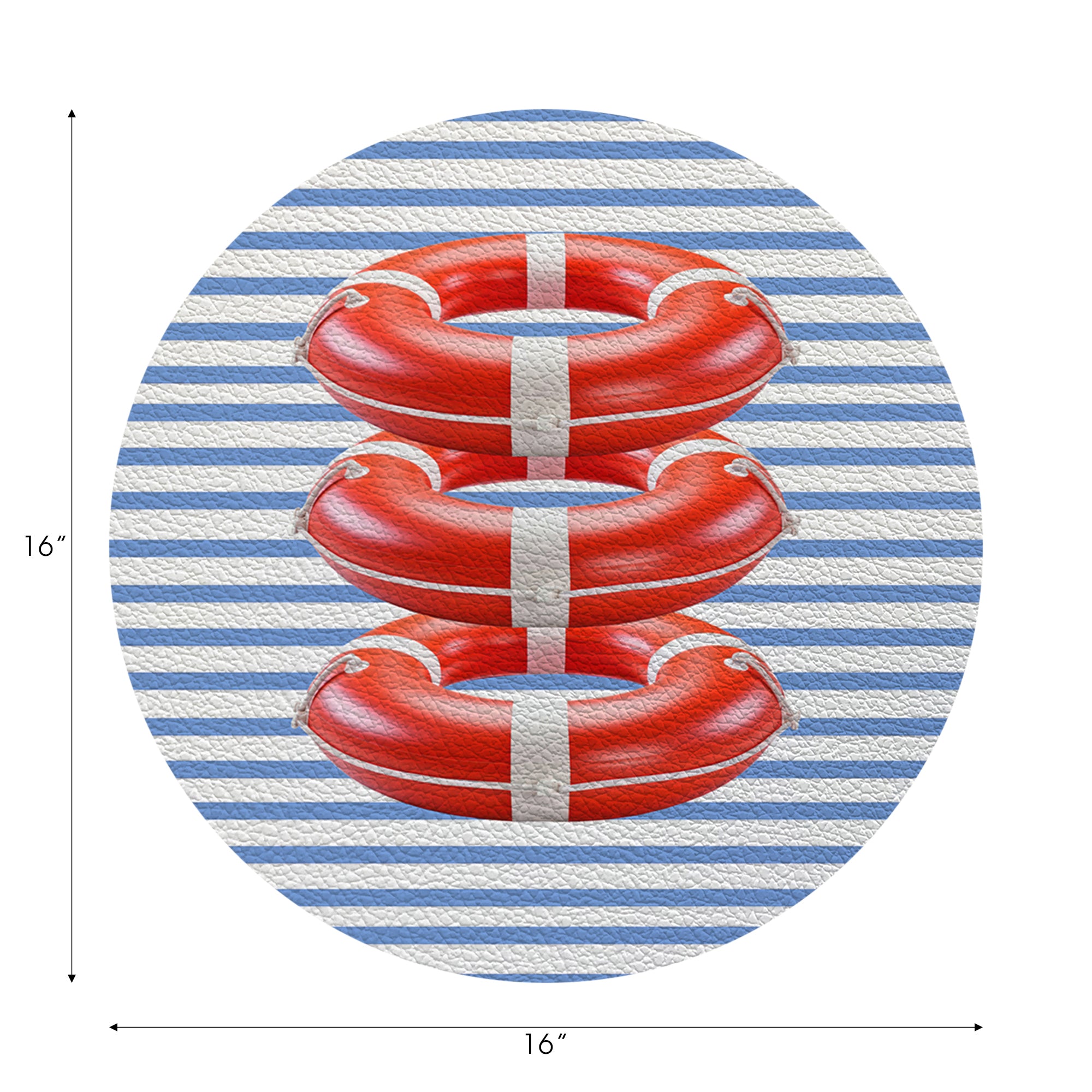 Marine Safety Bouy Ring  16" Round Pebble Placemats - nicolettemayer.com