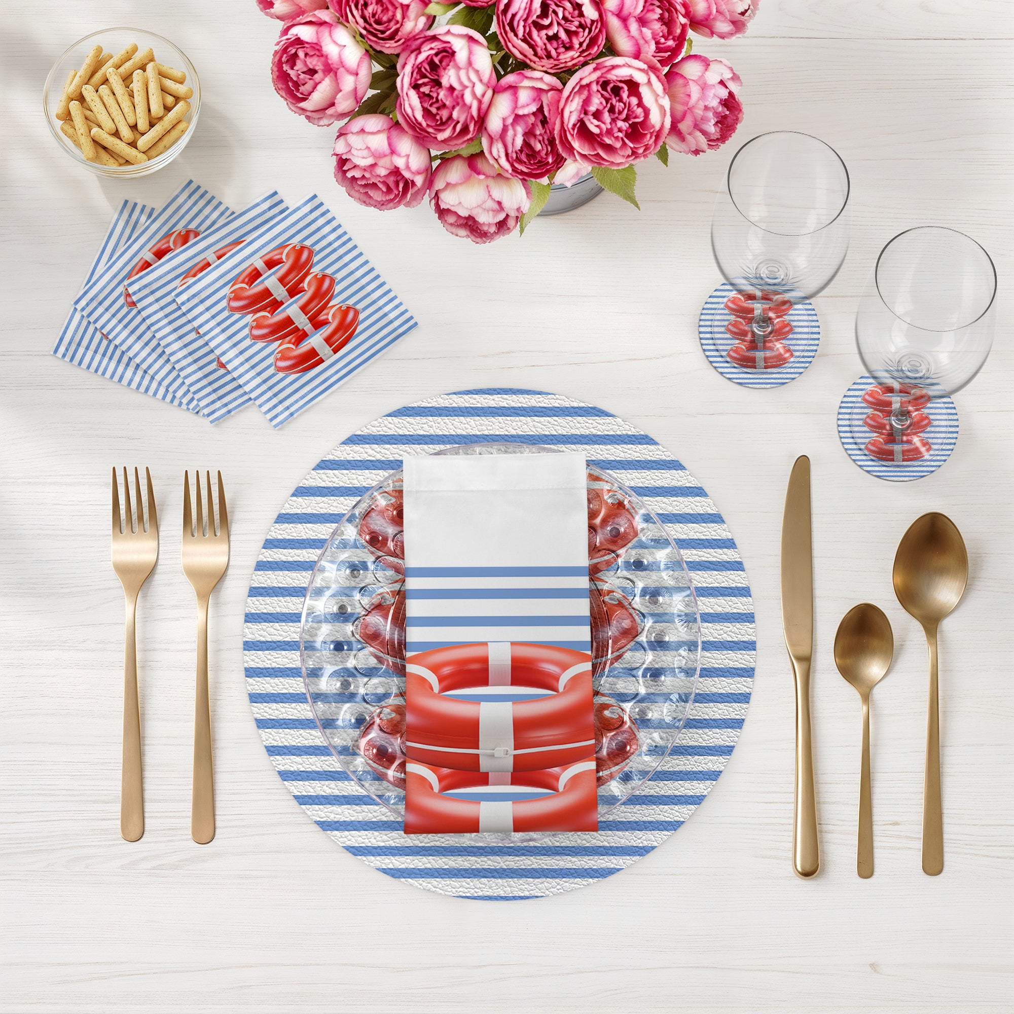 Marine Safety Bouy Ring 4" Dinner Napkins- nicolettemayer.com
