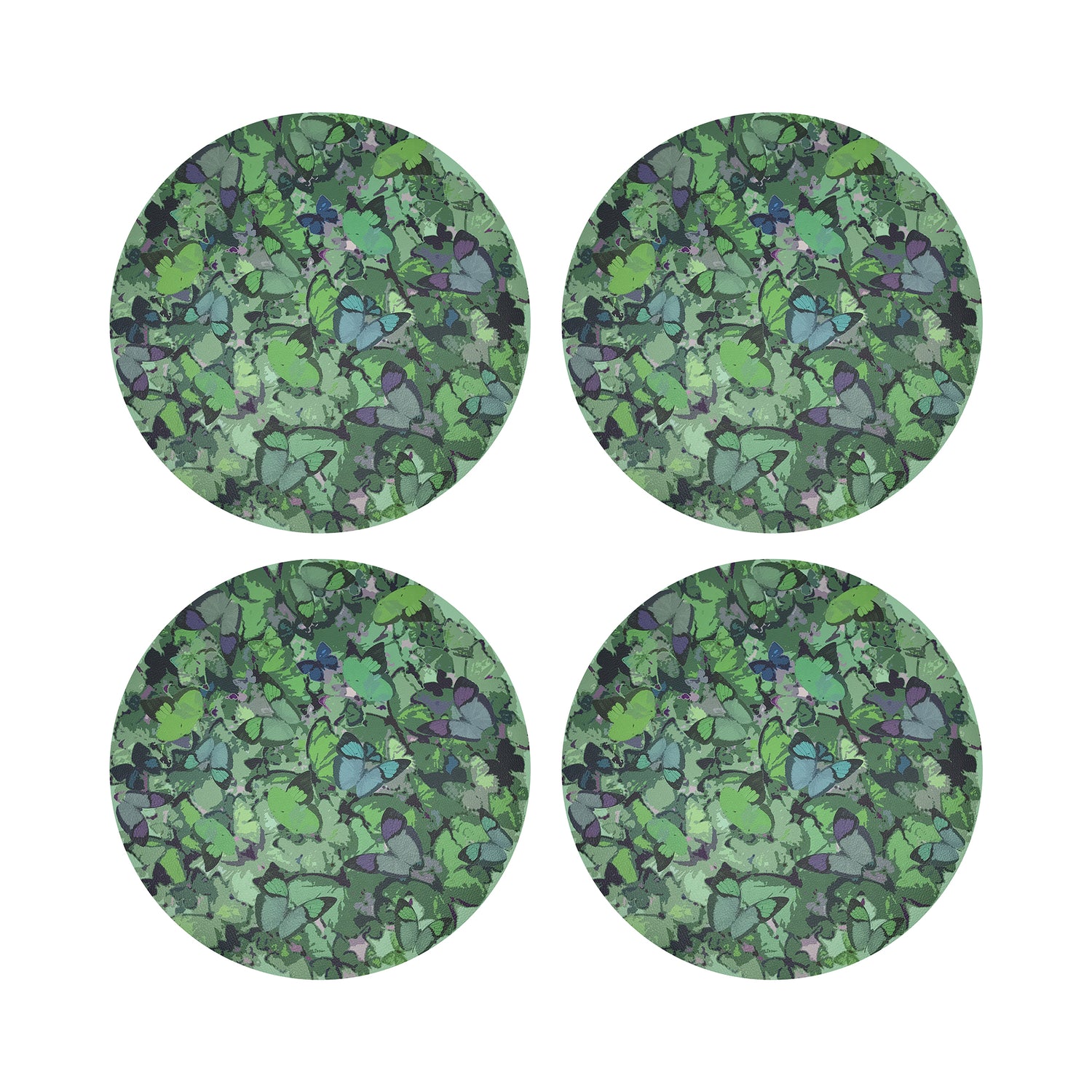 Mariposa Green 16&quot; Round Pebble Placemats, Set of 4 - nicolettemayer.com
