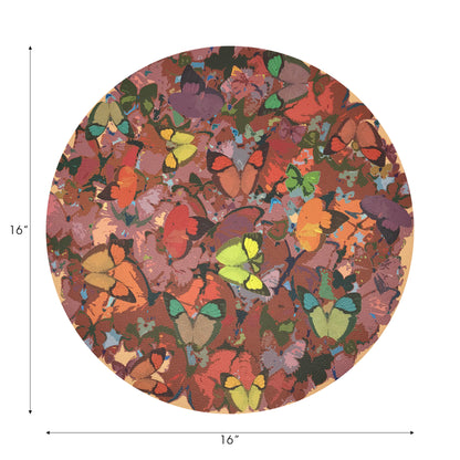 Mariposa Ochre Vegan Leather Round Pebble Placemat