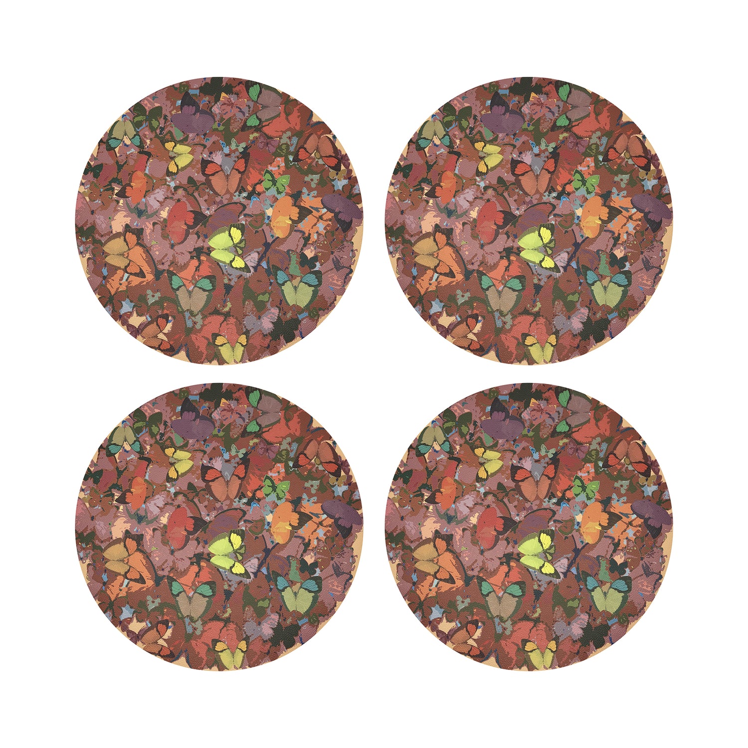 Mariposa Ochre 16&quot; Round Pebble Placemats, Set of 4 - nicolettemayer.com

