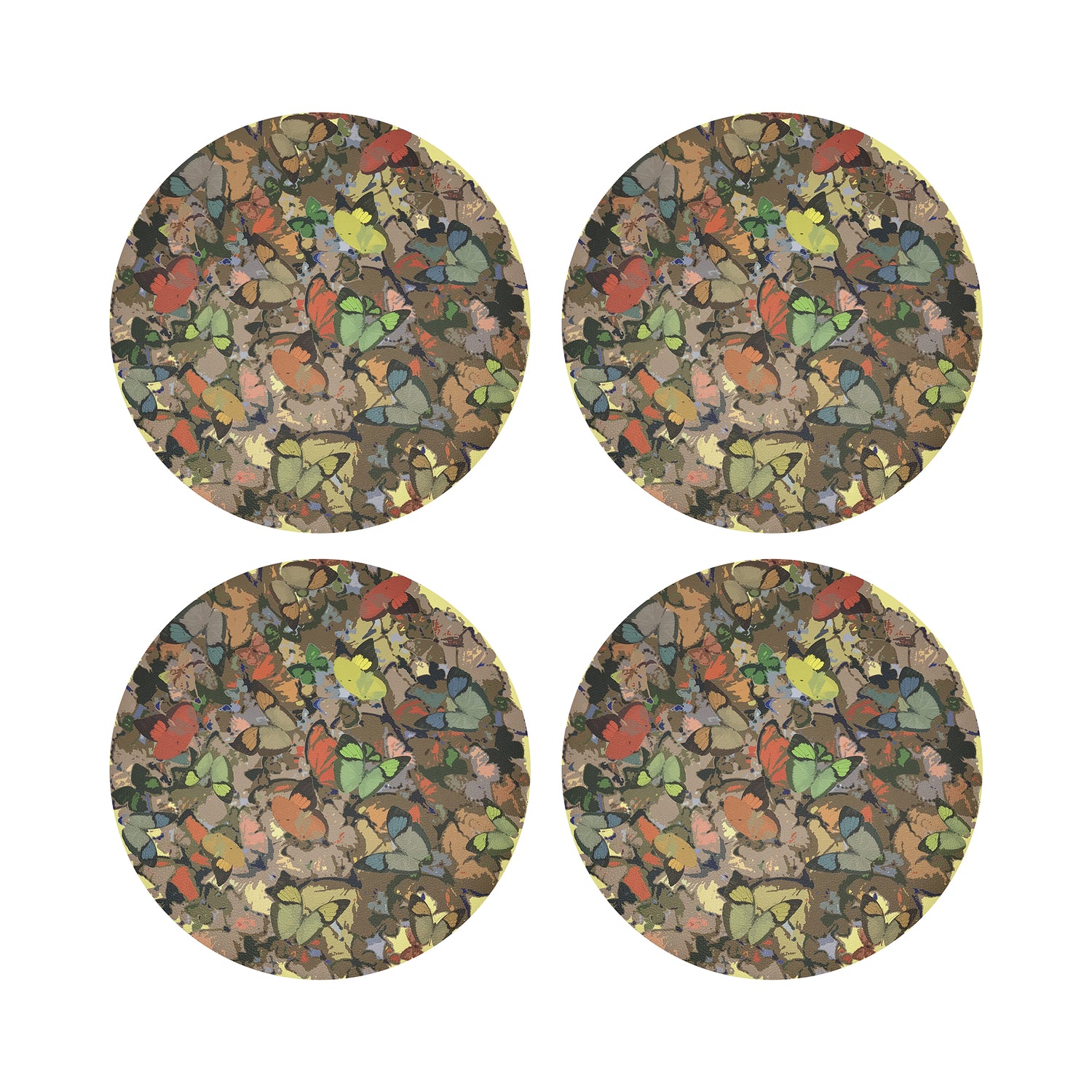 Mariposa Yellow 16&quot; Round Pebble Placemats, Set of 4 - nicolettemayer.com
