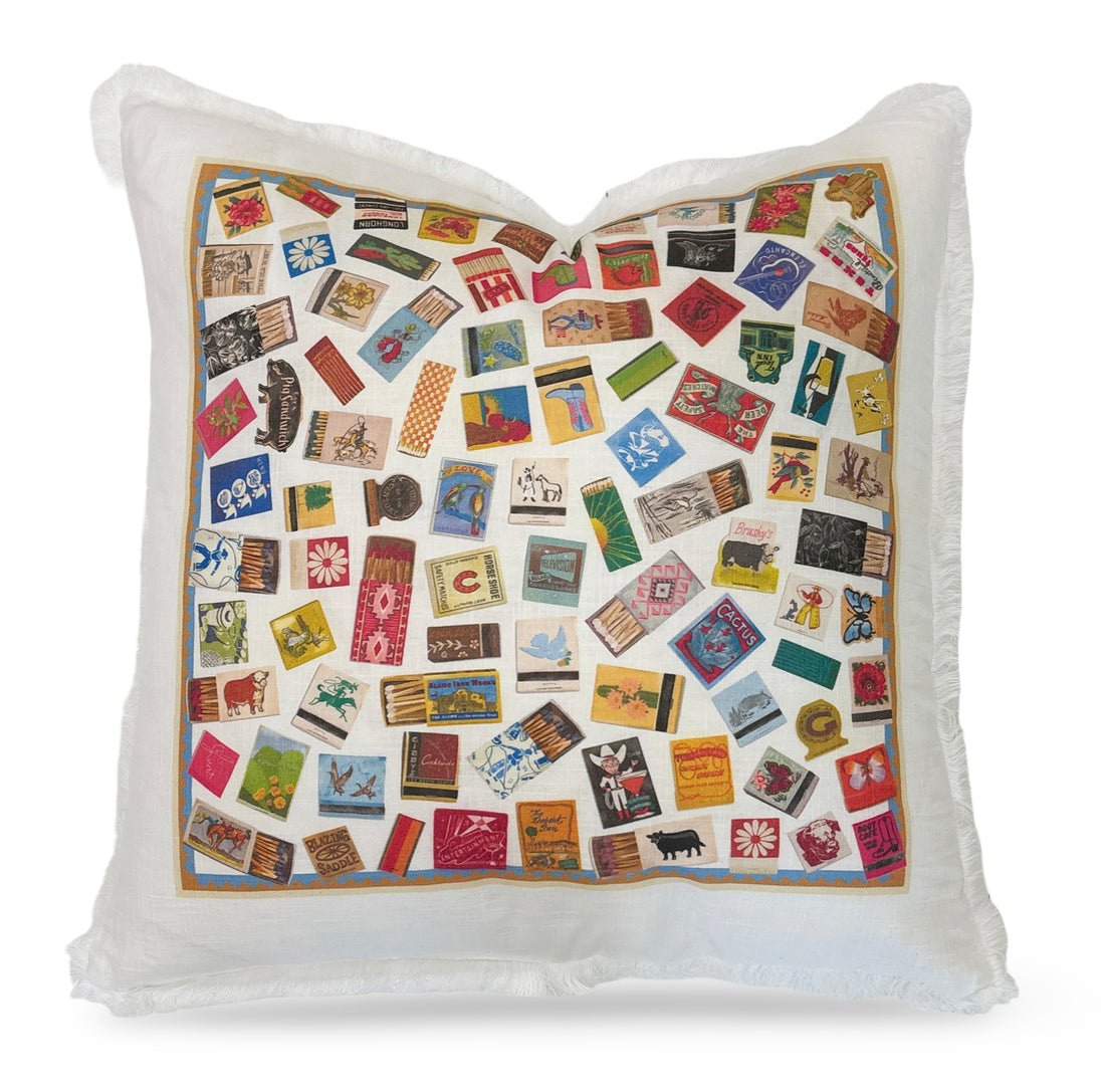 Matchbooks XOXO 22x22 White Fringe Pillow