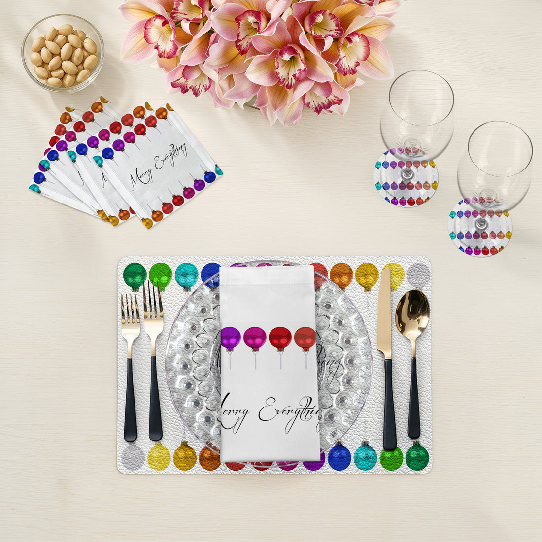 Merry Everything Vegan Leather Rectangle Pebble Placemat