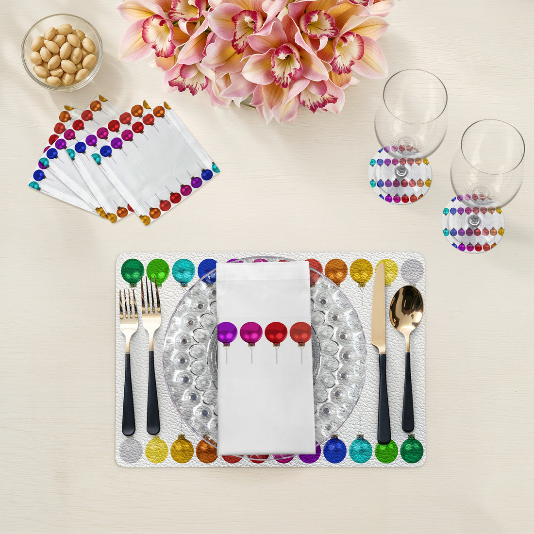 Merry Everything No Writing Vegan Leather Rectangle Pebble Placemat