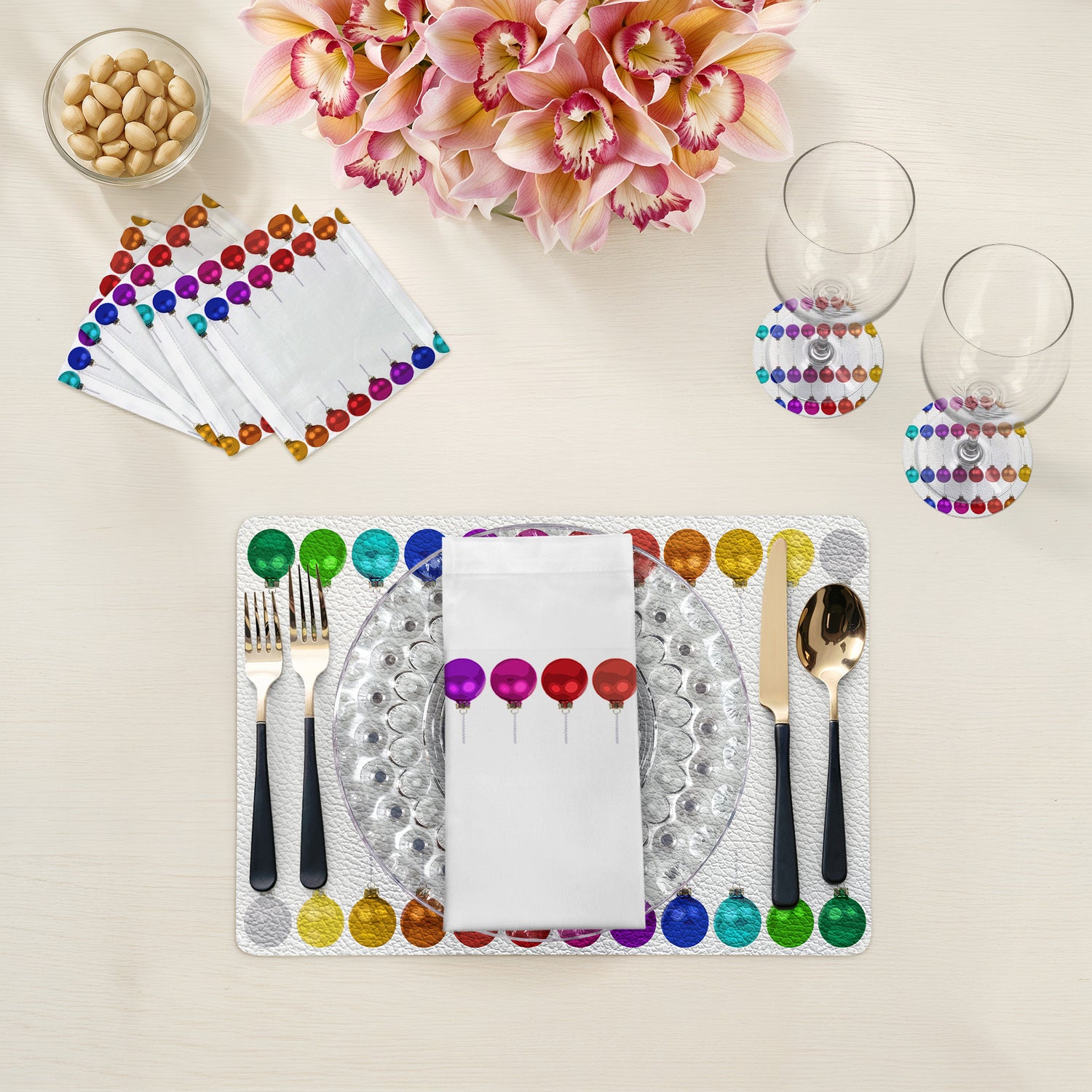 Merry Everything No Writing Vegan Leather Rectangle Pebble Placemat