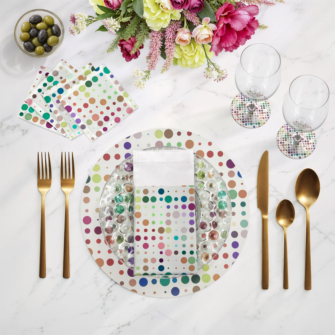 Lot de 4 sets de table ronds Mod Confetti Andre 16