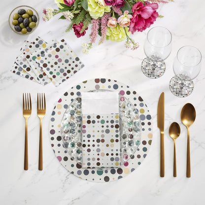 Mod Confetti Sophisticate Vegan Leather Round Pebble Placemat