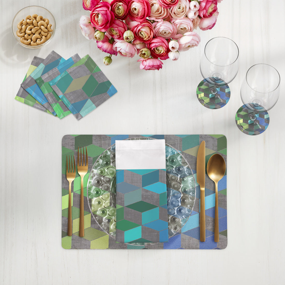 Modern Steps Spring Vegan Leather Rectangle Pebble Placemat