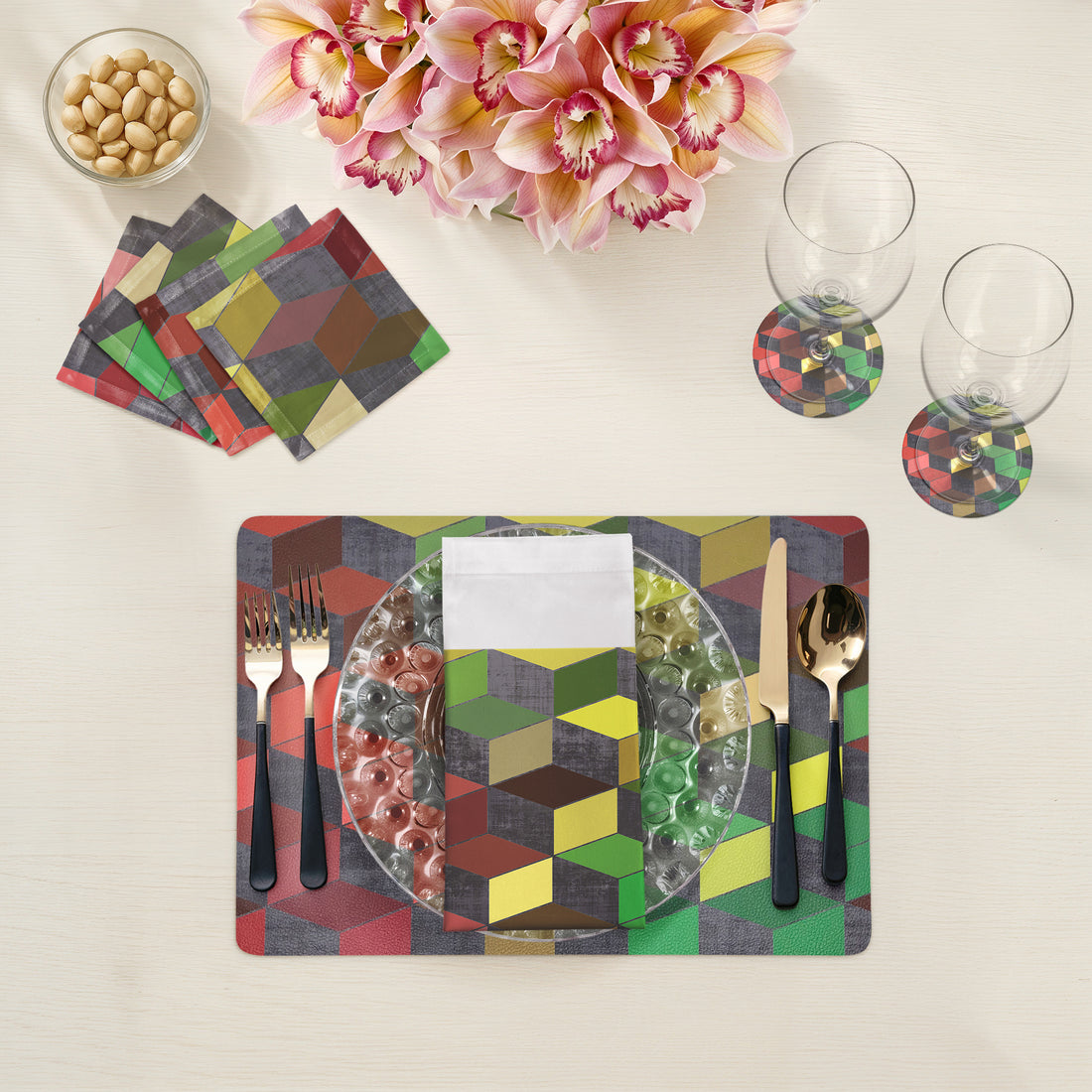 Modern Steps Winter Vegan Leather Rectangle Pebble Placemat