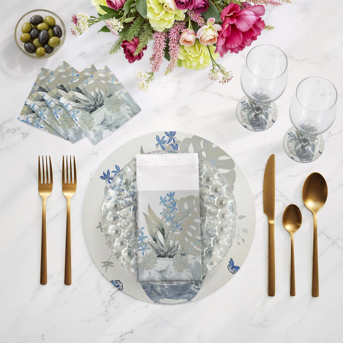 Monkey Large Jungle Powder 16" Round Pebble Placemats, Set of 4 - nicolettemayer.com