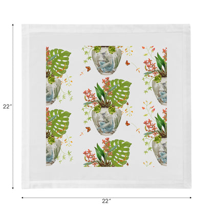 Monkey Small Jungle White Cotton Sateen Dinner Napkins - nicolettemayer.com