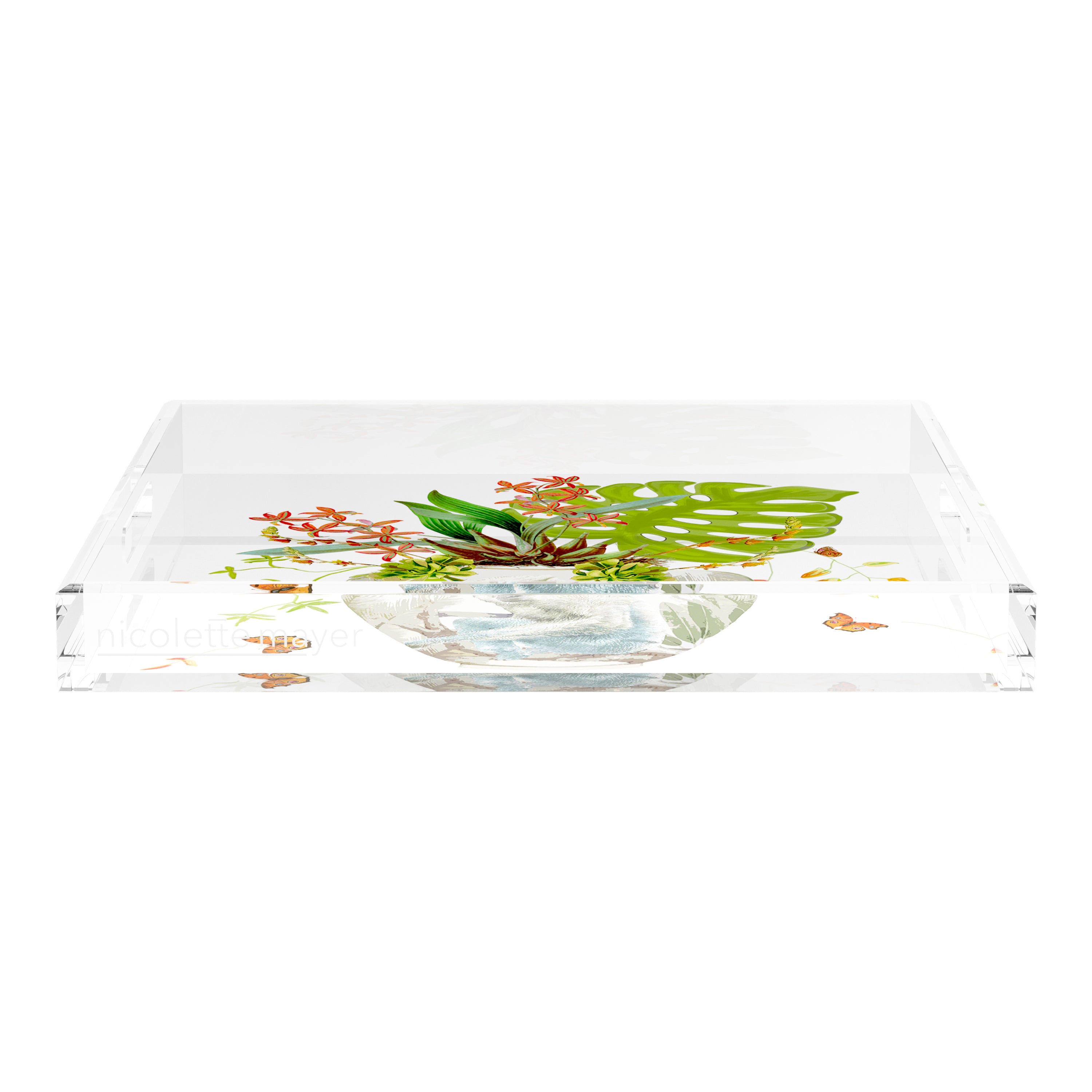 Monkey Large Jungle White 18X18 Acrylic Tray - nicolettemayer.com
