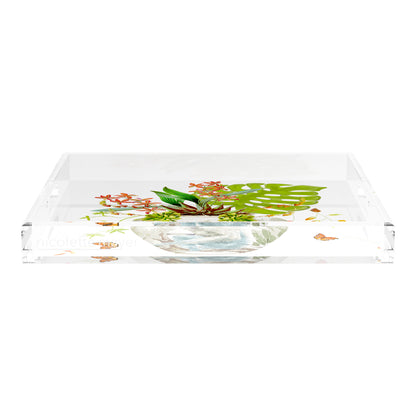 Monkey Large Jungle White 18X18 Acrylic Tray - nicolettemayer.com
