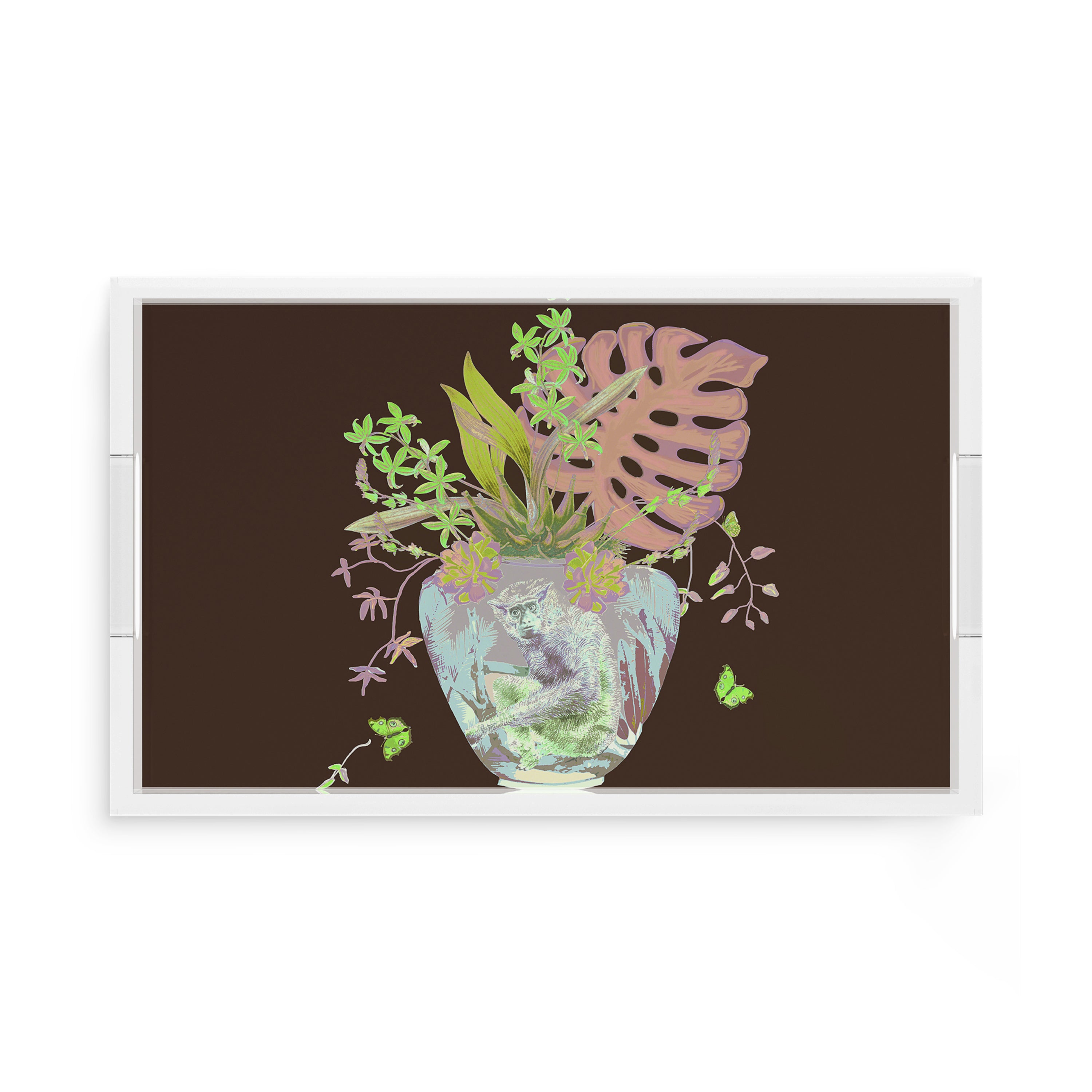 Monkey Large Jungle Chocolatte 17X10.5 Acrylic Tray - nicolettemayer.com
