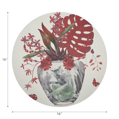 Monkey Large Jungle Cherry Vegan Leather Round Pebble Placemat - nicolettemayer.com