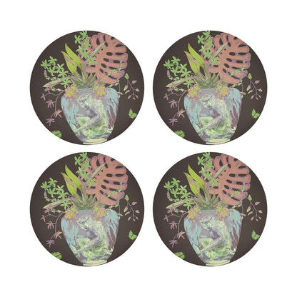 Monkey Large Jungle Chocolatte Lime 16&quot; Round Pebble Placemats, Set of 4 - nicolettemayer.com
