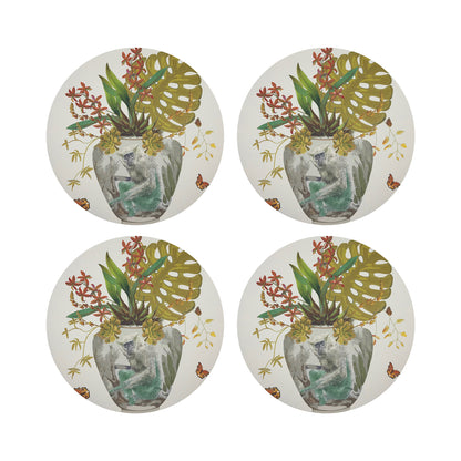 Monkey Large Jungle Dijon 16&quot; Round Pebble Placemats, Set of 4 - nicolettemayer.com
