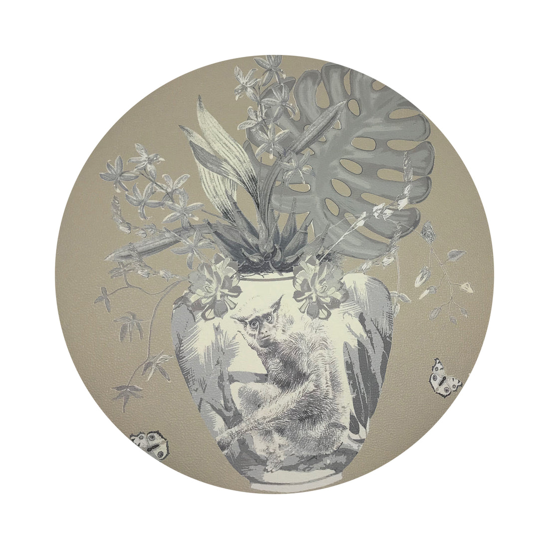 Monkey Large Jungle Greenwhich 16" Round Pebble Placemats, Set of 4 - nicolettemayer.com