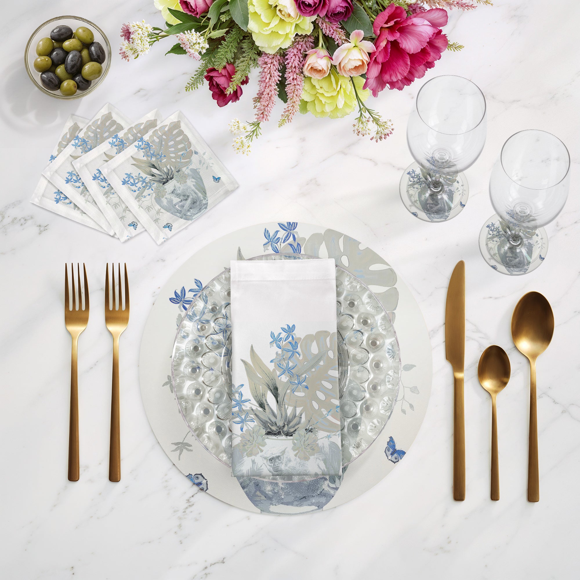 Monkey Large Jungle Powder Cotton Sateen Cocktail Napkins