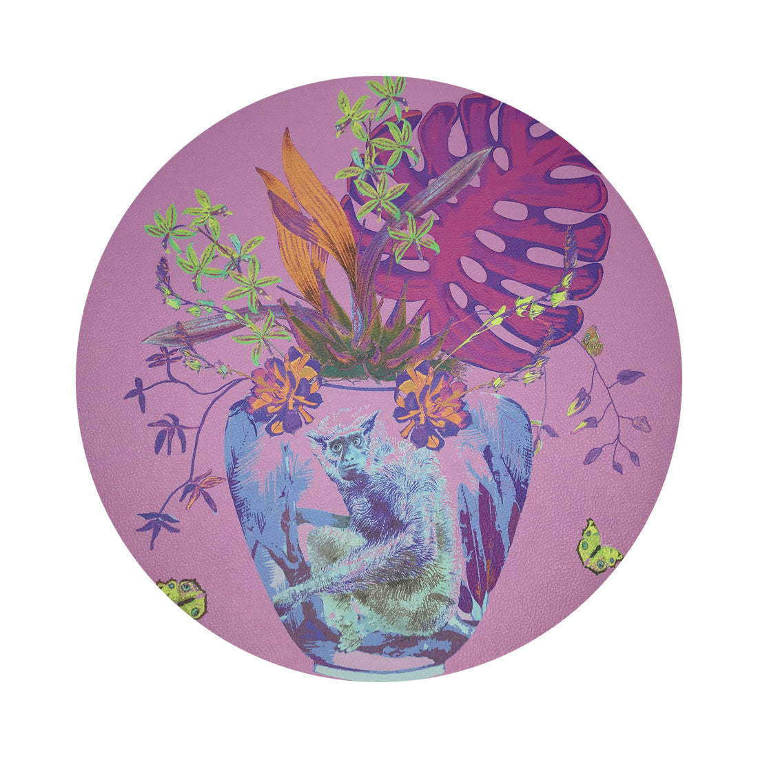 Monkey Large Jungle Sacha 16 Round Pebble Placemats, Set Of 4 - nicolettemayer.com