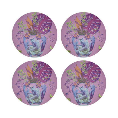 Monkey Small Jungle Sacha 16&quot; Round Pebble Placemats, Set of 4 - nicolettemayer.com
