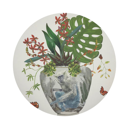 Monkey Large Jungle White 16&quot; Round Pebble Placemats, Set of 4 - nicolettemayer.com
