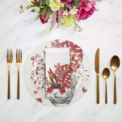 Monkey Jungle Rouge 22"X22" Hemstitch Dinner Table Napkins - nicolettemayer.com