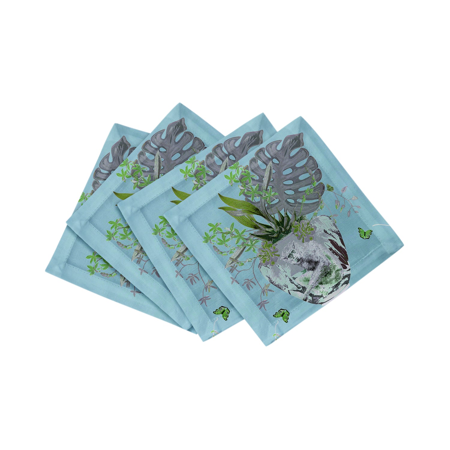 Monkey Jungle Bedford 6X6" Cotton Sateen Cocktail Napkins Set of 4 - nicolettemayer.com