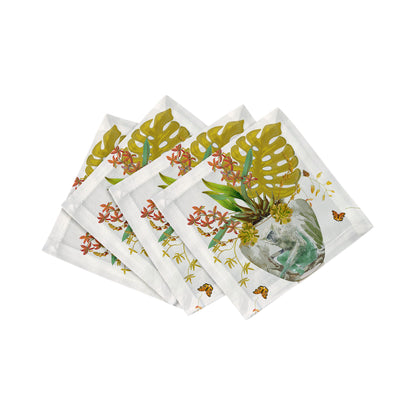 Monkey Large Jungle Dijon Cotton Sateen Cocktail Napkins