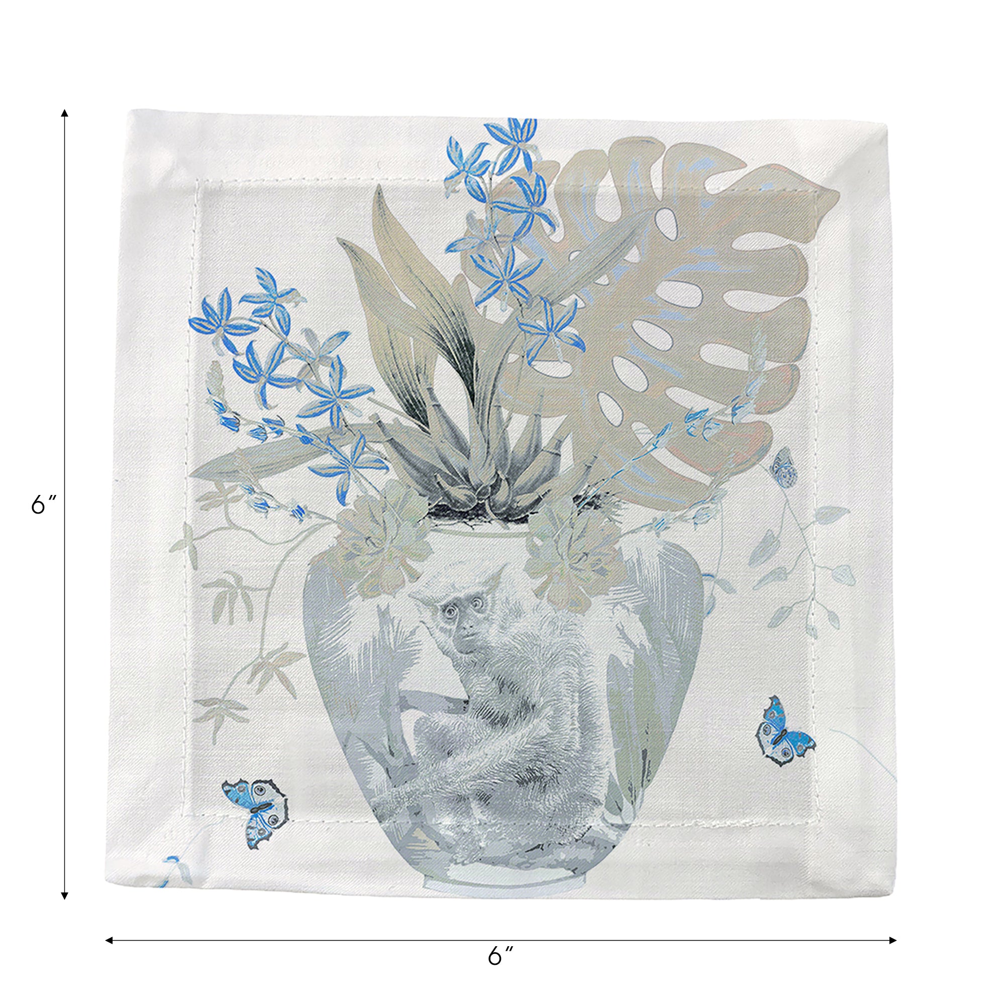 Monkey Large Jungle Powder Cotton Sateen Cocktail Napkins